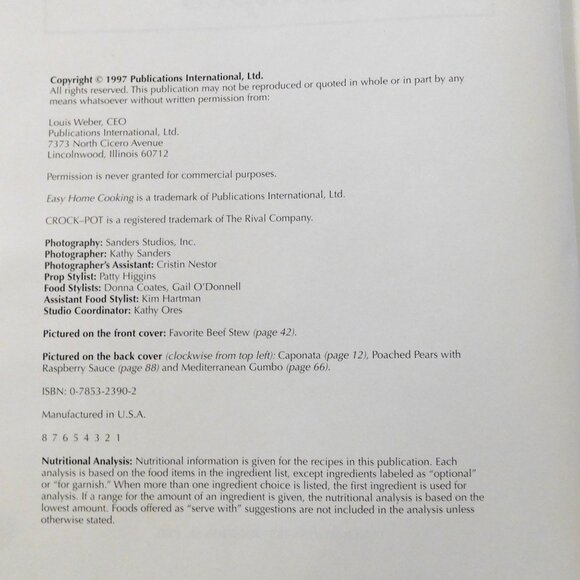 Easy Home Cooking Slow Cooker Recipes Cookbook Vintage 1997 HB Comfort Food - Picture 8 of 10